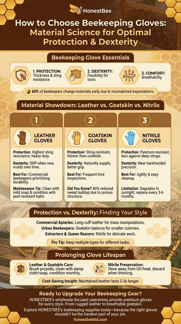 How to Choose Beekeeping Gloves: Material Science for Optimal Protection & Dexterity Visual Guide