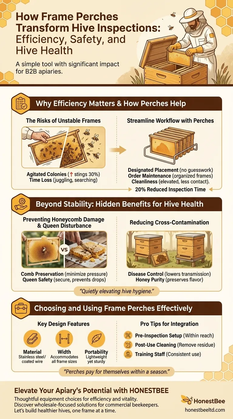 How Frame Perches Transform Hive Inspections: Efficiency, Safety, and Hive Health Visual Guide
