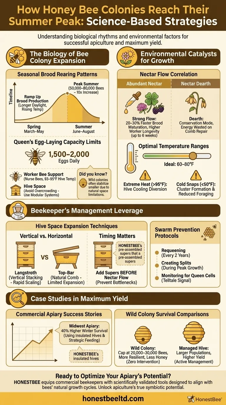 كيف تصل مستعمرات نحل العسل إلى ذروتها الصيفية:الاستراتيجيات المستندة إلى العلم دليل مرئي