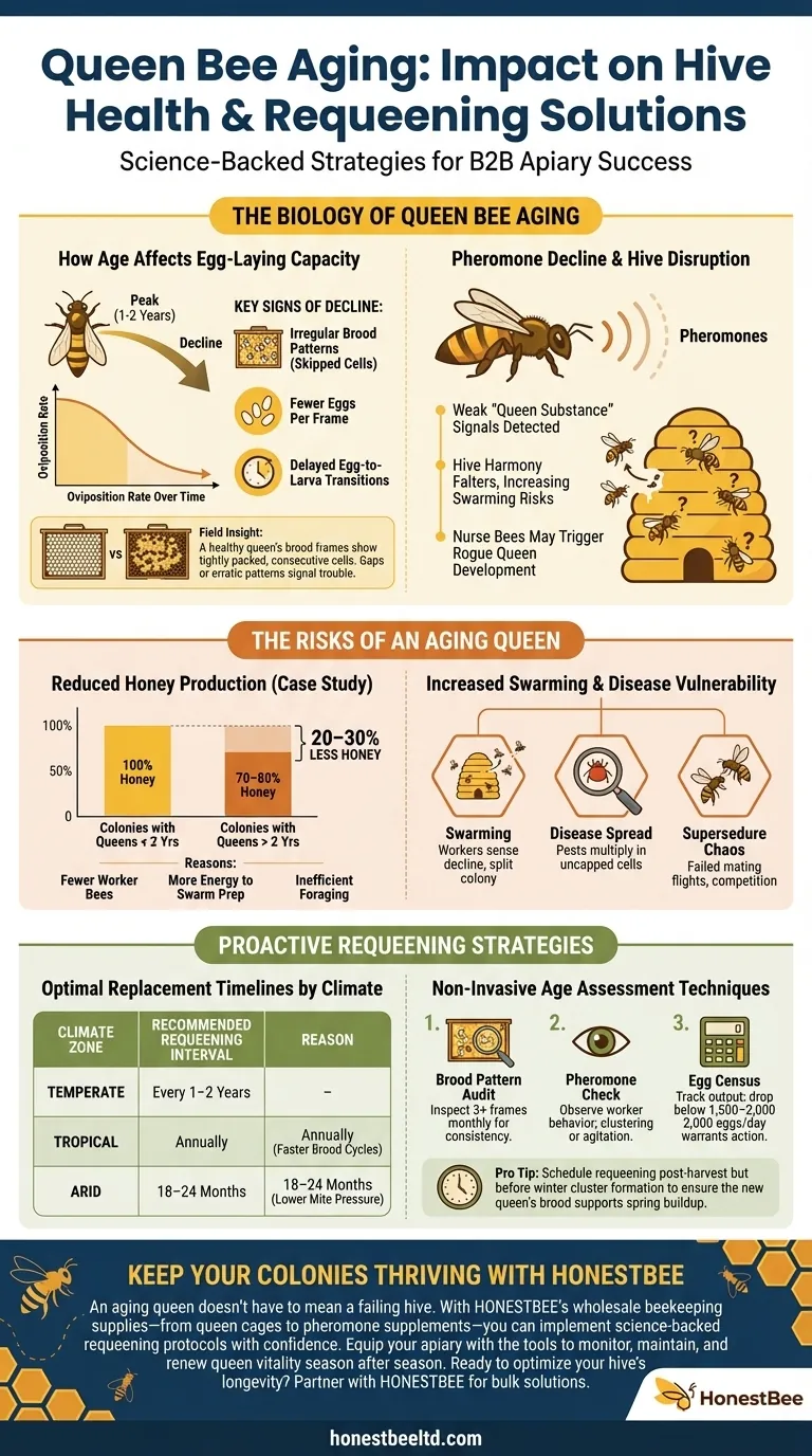 Como o Envelhecimento da Abelha Rainha Impacta a Saúde da Colmeia e Soluções de Requeening Baseadas na Ciência Guia Visual
