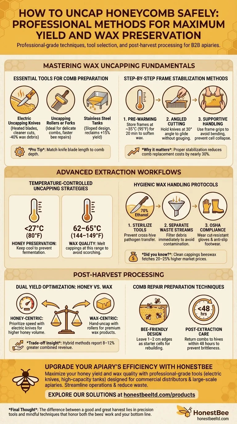 How to Uncap Honeycomb Safely: Professional Methods for Maximum Yield and Wax Preservation Visual Guide