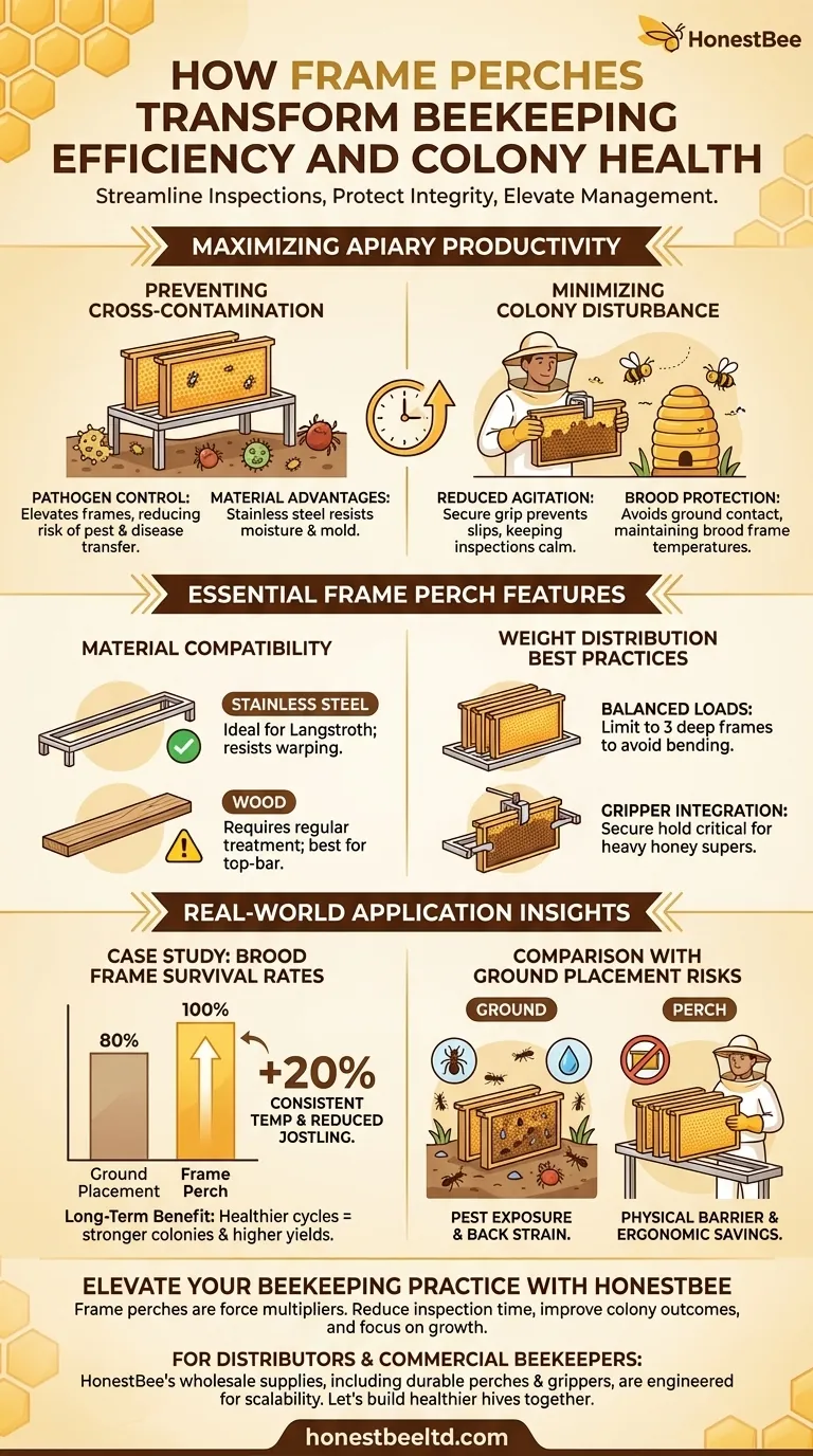 養蜂の効率とコロニーの健康を変えるフレームパーチとは？ ビジュアルガイド