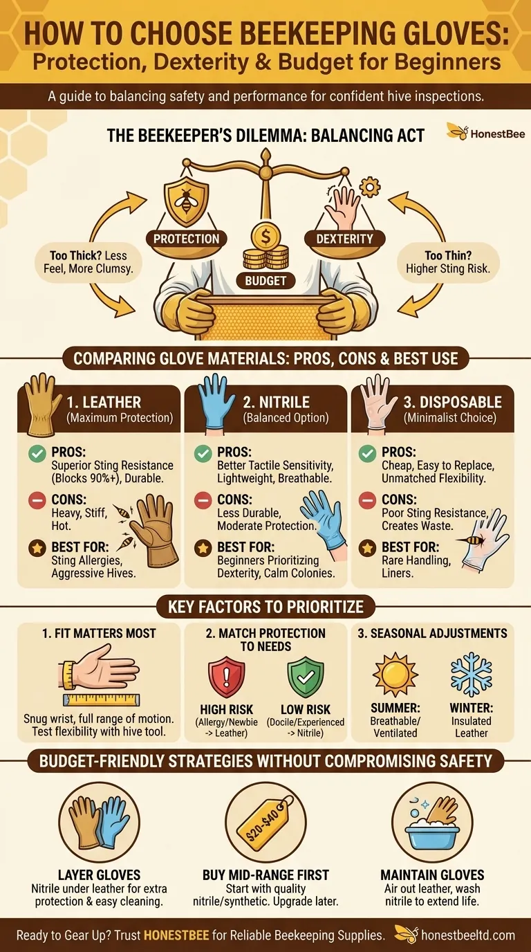 初心者向け、養蜂用手袋の選び方：保護性能、器用さ、予算 ビジュアルガイド