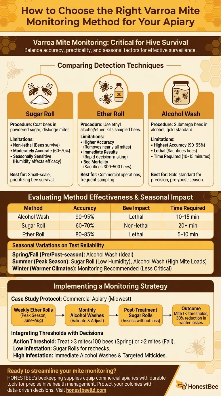 How to Choose the Right Varroa Mite Monitoring Method for Your Apiary Visual Guide