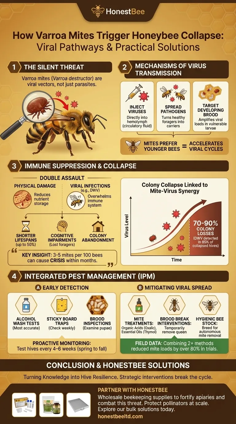 Como os Ácaros Varroa Desencadeiam o Colapso das Abelhas: Vias Virais e Soluções Práticas Guia Visual