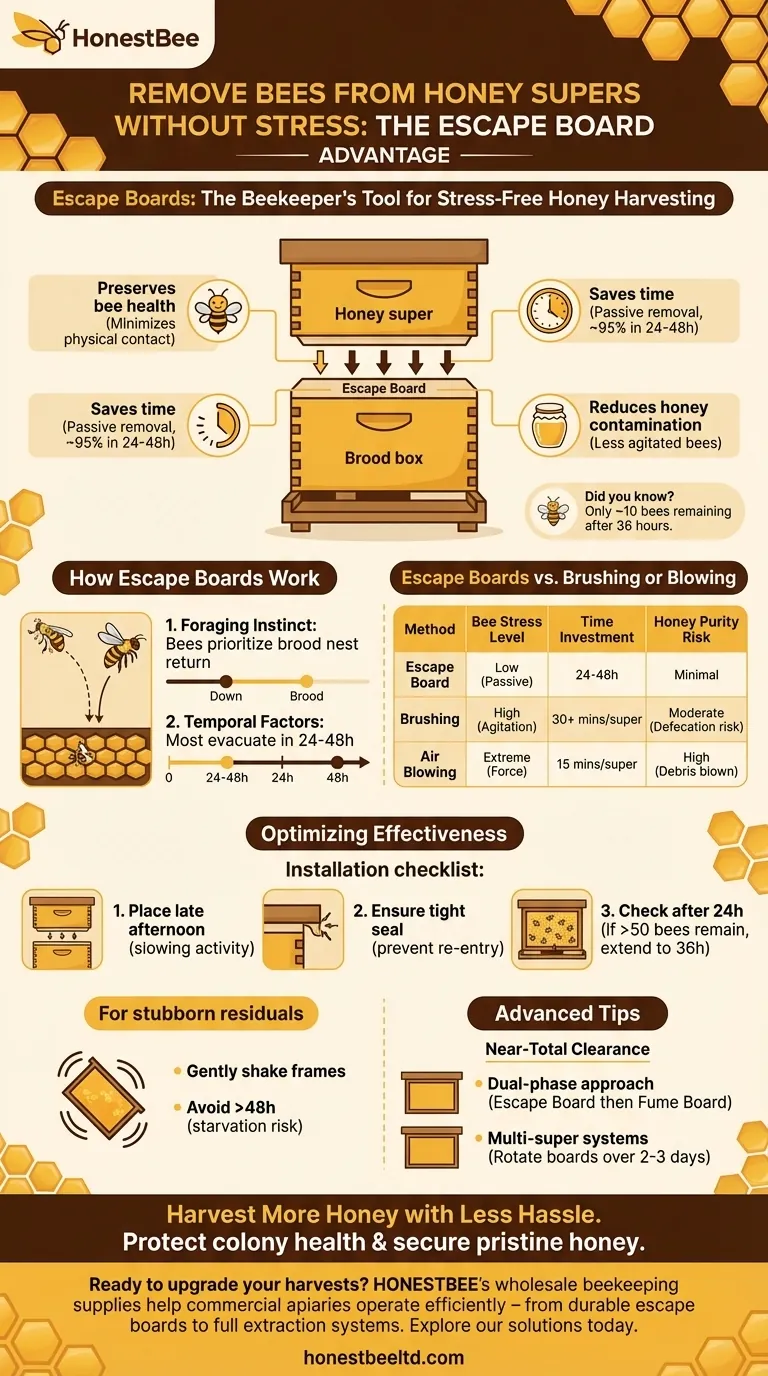 How to Remove Bees from Honey Supers Without Stress: The Escape Board Advantage Visual Guide