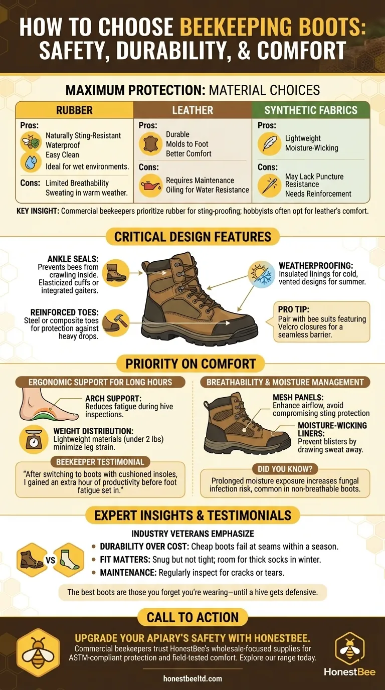 Comment choisir des bottes d'apiculture : critères de sécurité, durabilité et confort expliqués Guide Visuel