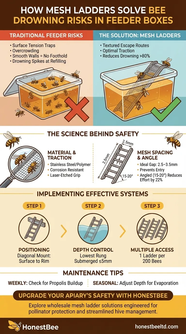 How Mesh Ladders Solve Bee Drowning Risks in Feeder Boxes Guide Visuel