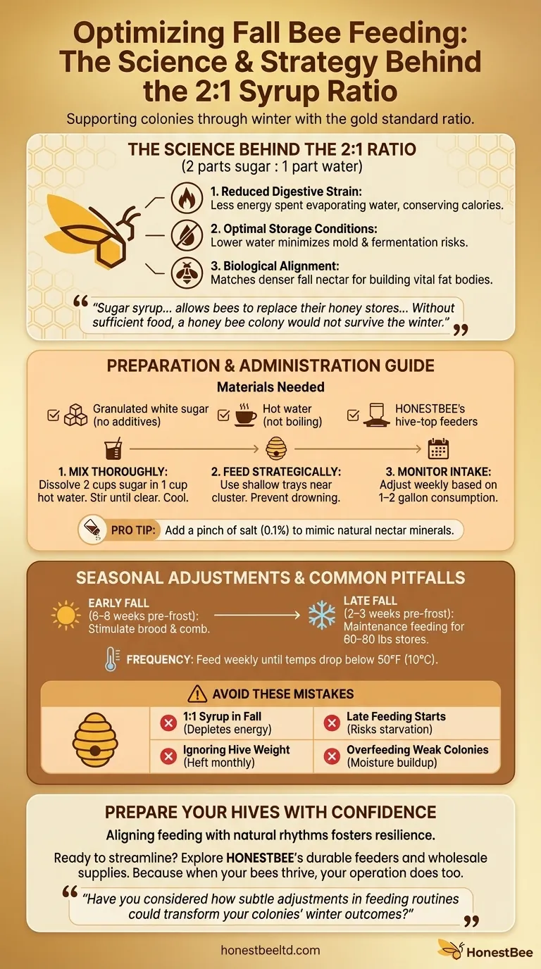 Optimizing Fall Bee Feeding: The Science and Strategy Behind the 2:1 Syrup Ratio Visual Guide