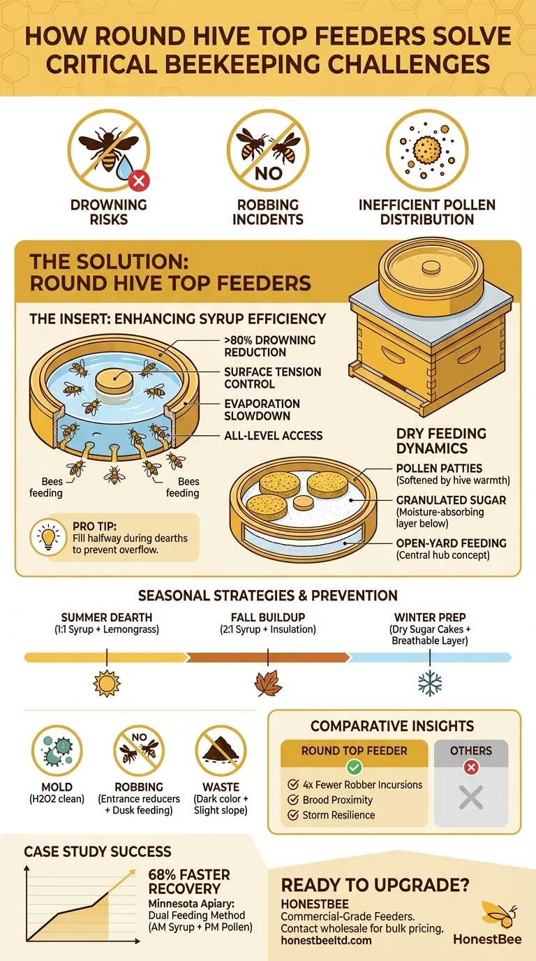 How Round Hive Top Feeders Solve 3 Critical Beekeeping Challenges Visual Guide