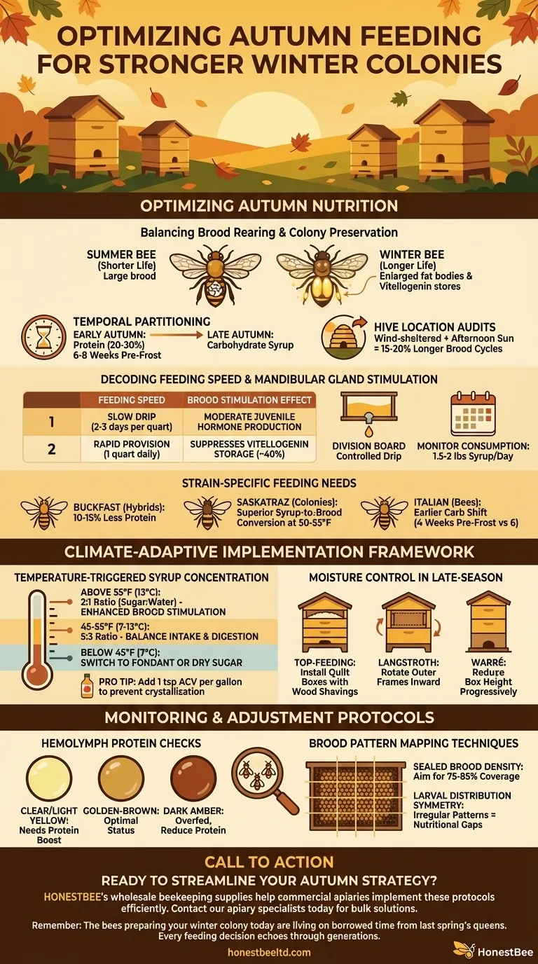 Cómo optimizar la alimentación otoñal para fortalecer las colonias invernales Guía Visual