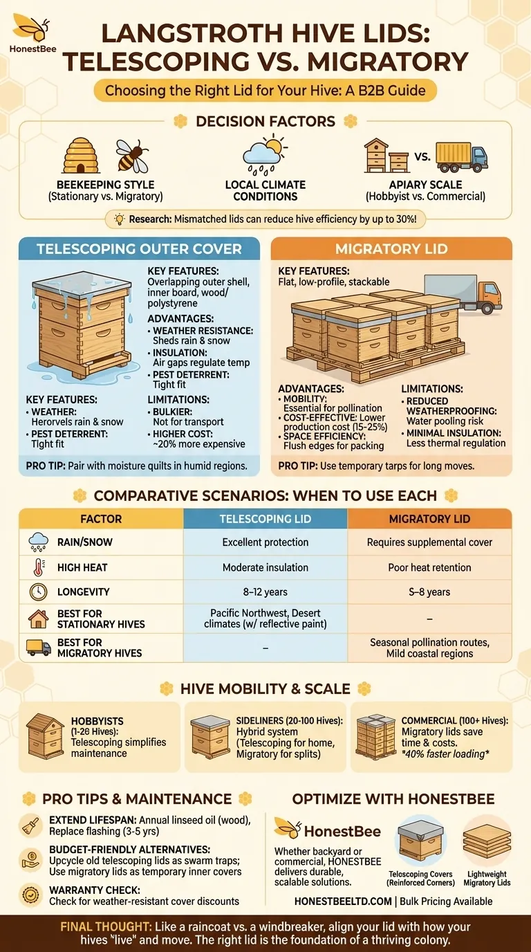 How to Choose Between Telescoping and Migratory Lids for Your Langstroth Hive Visual Guide