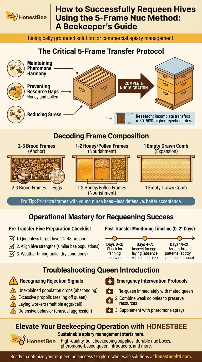 How to Successfully Requeen Hives Using the 5-Frame Nuc Method: A Beekeeper’s Guide Visual Guide