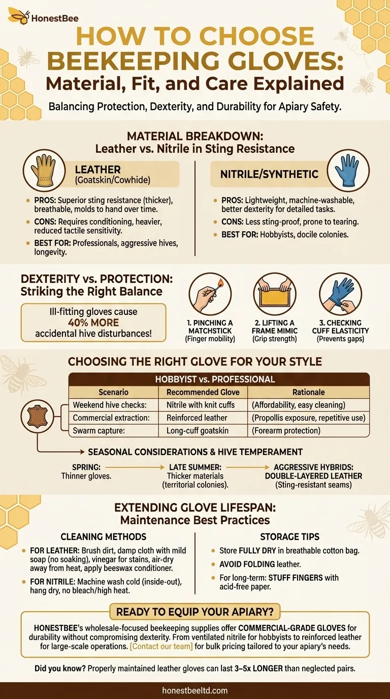 How to Choose Beekeeping Gloves: Material, Fit, and Care Explained Visual Guide