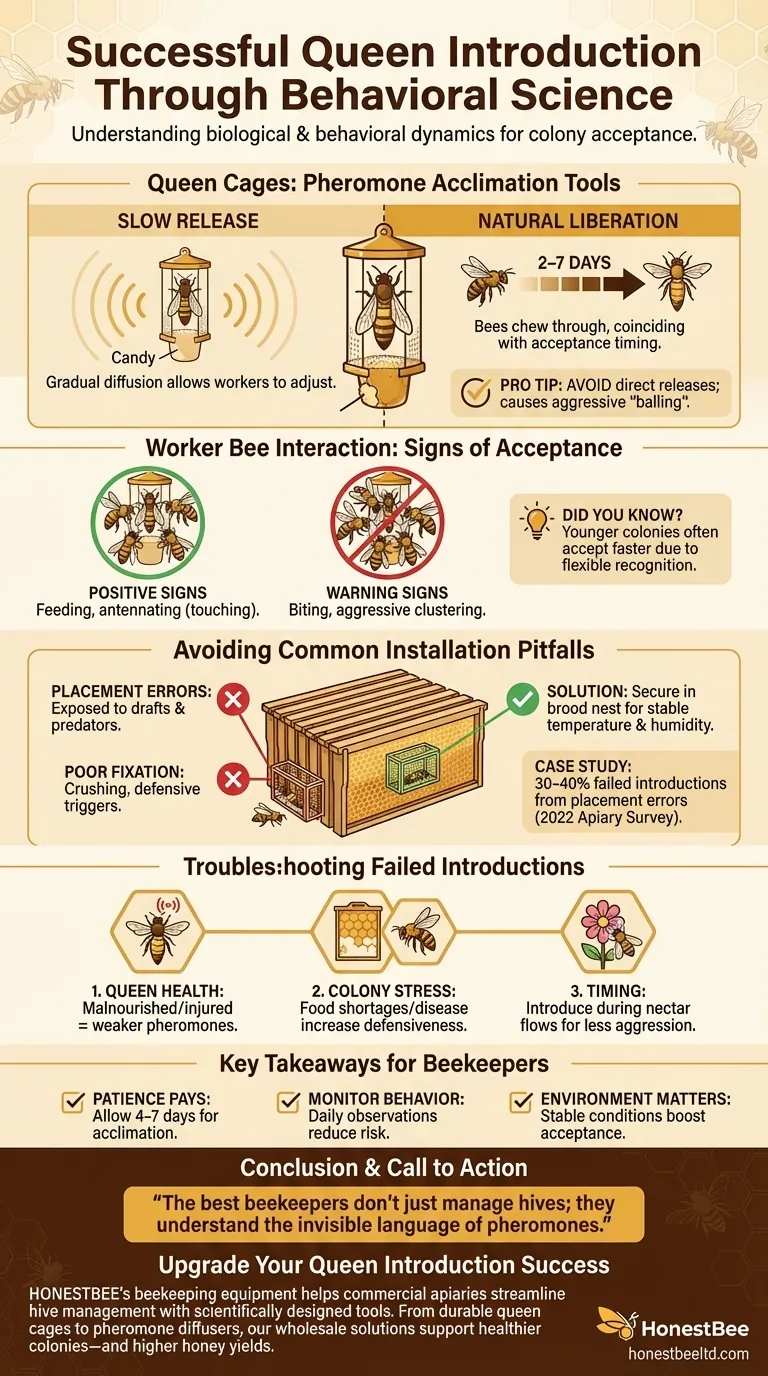 How Beekeepers Can Ensure Successful Queen Introduction Through Behavioral Science Visual Guide
