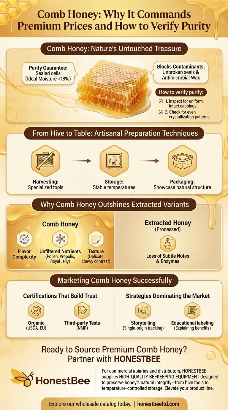 Comb Honey: Why It Commands Premium Prices and How to Verify Purity Visual Guide