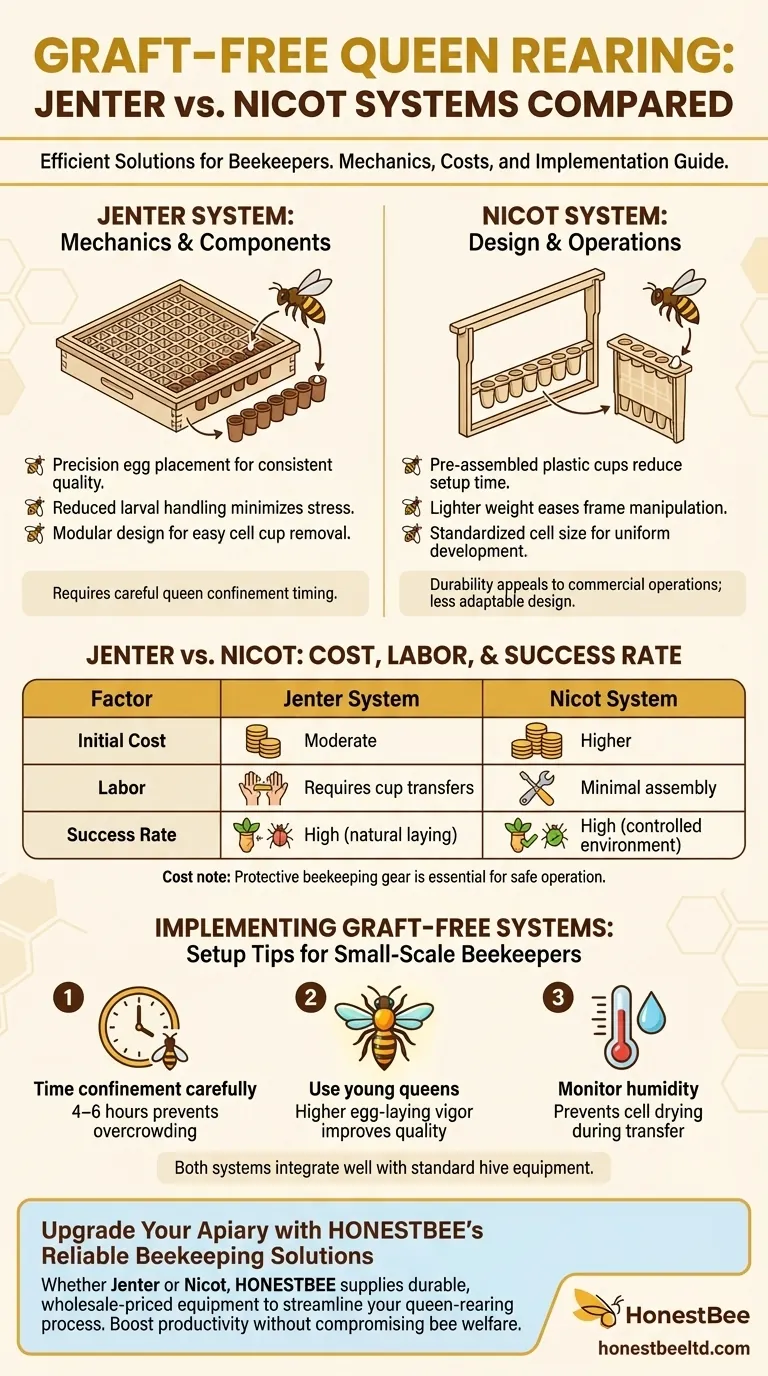 تربية الملكة الخالية من الطعوم: مقارنة بين نظامي جنتر ونيكوت دليل مرئي