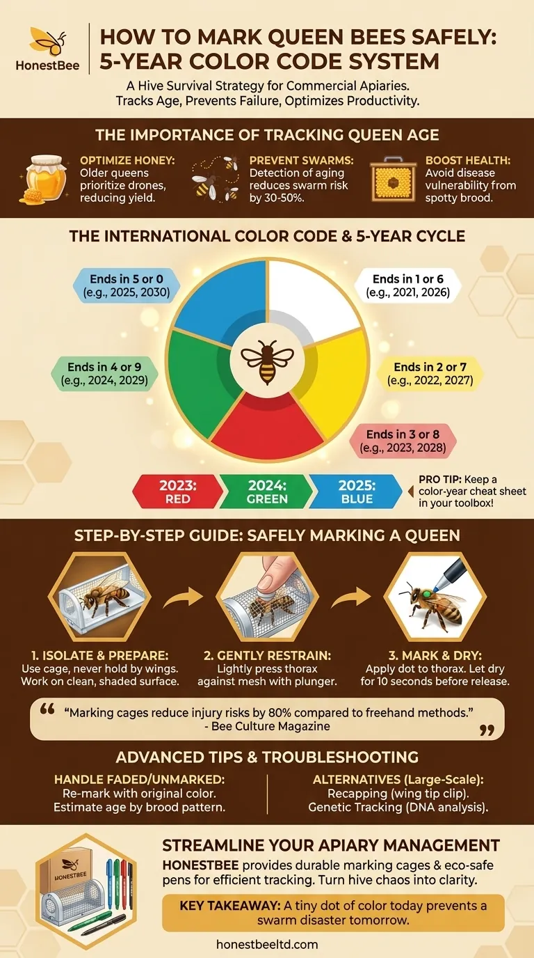 Comment marquer les reines d'abeilles en toute sécurité en utilisant le système de code couleur sur 5 ans Guide Visuel