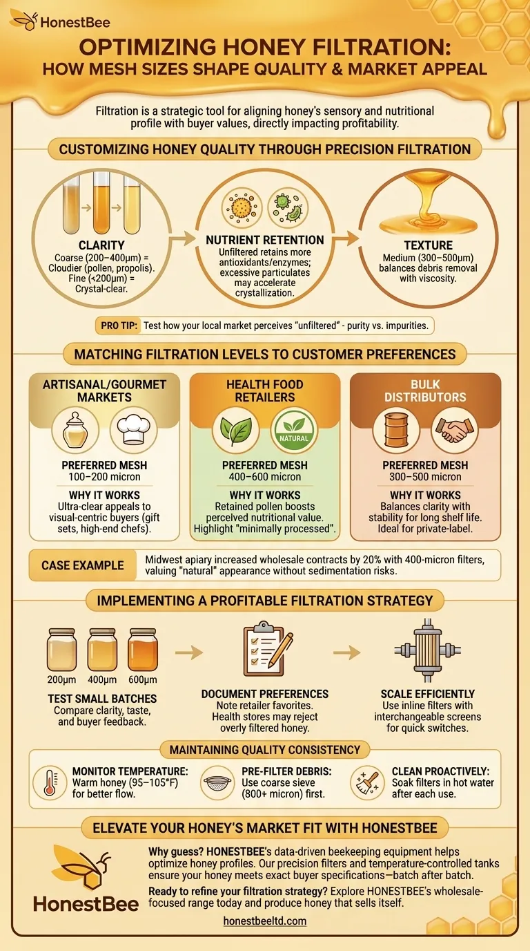 Optimización de la filtración de la miel: Cómo los tamaños de malla determinan la calidad y el atractivo para el mercado Guía Visual
