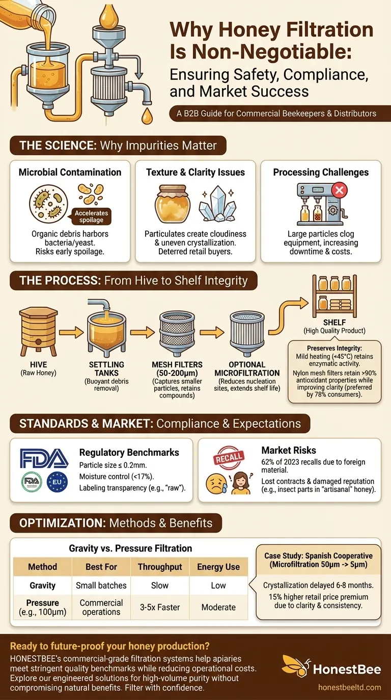 Por qué la filtración de la miel no es negociable: Garantizar la seguridad, la conformidad y el éxito comercial Guía Visual