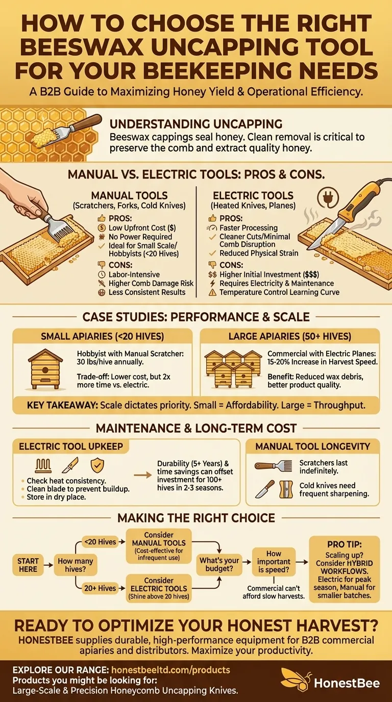 양봉에 적합한 밀랍 개봉 도구를 선택하는 방법 시각적 가이드