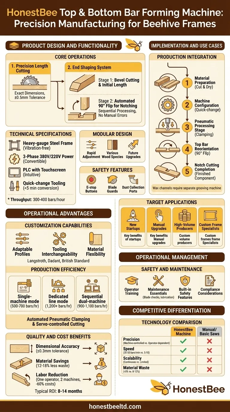 Machine de formage de barres supérieure et inférieure HonestBee : Fabrication de précision pour cadres de ruche Guide Visuel