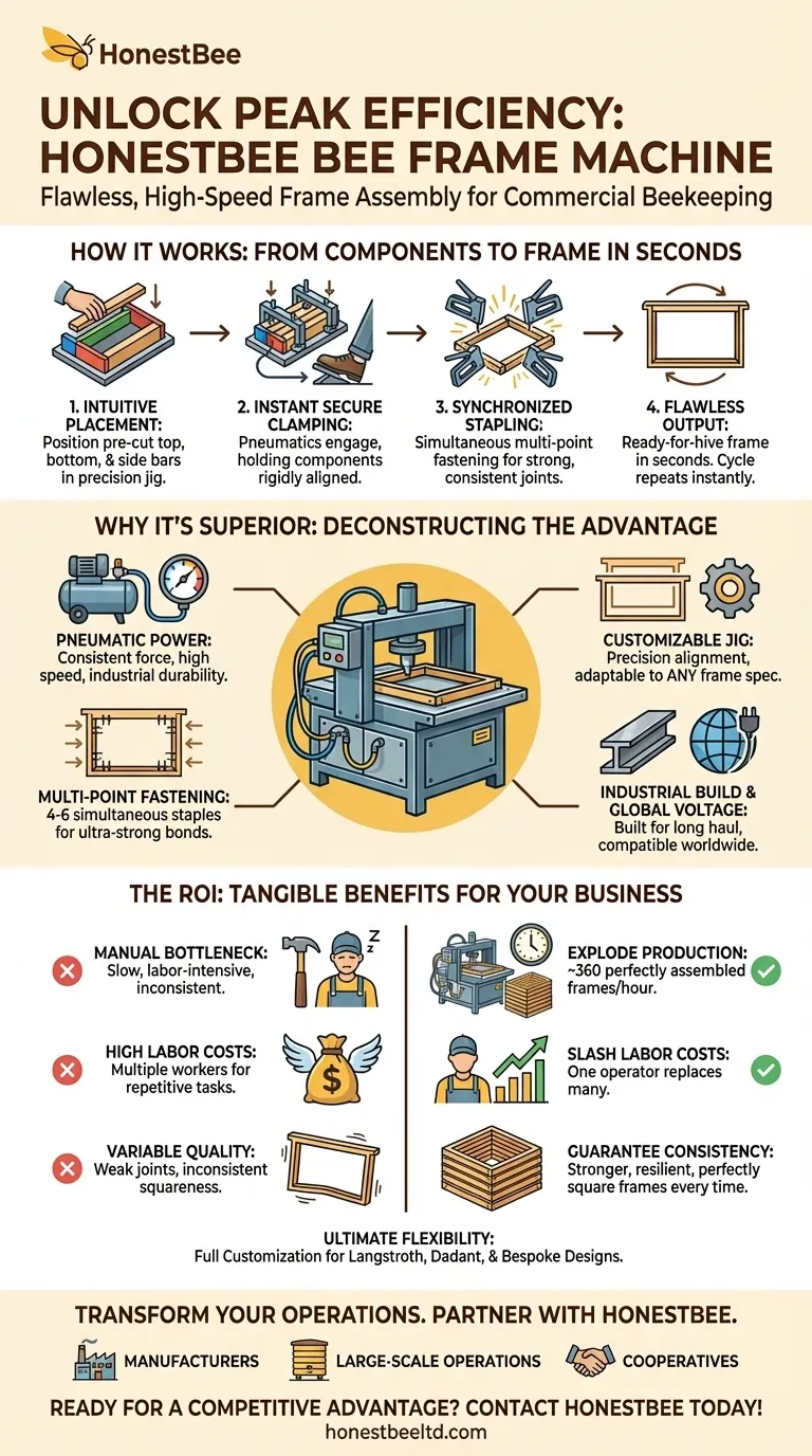Desbloquee la máxima eficiencia: La máquina de marcos para abejas HONESTBEE para un montaje de marcos impecable Guía Visual