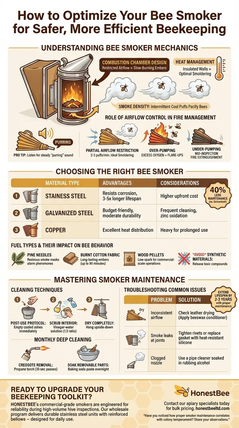 더 안전하고 효율적인 양봉을 위한 벌집 훈연기 최적화 방법 시각적 가이드