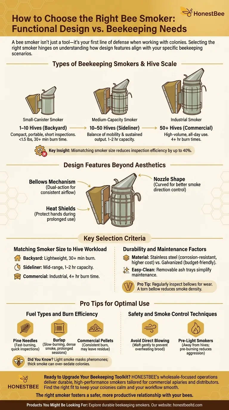 Cómo elegir el ahumador de abejas adecuado: diseño funcional frente a necesidades apícolas Guía Visual