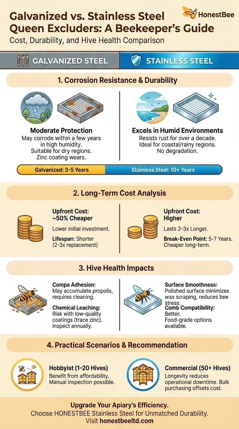 Galvanized vs. Stainless Steel Queen Excluders: A Beekeeper’s Guide to Cost, Durability, and Hive Health Visual Guide