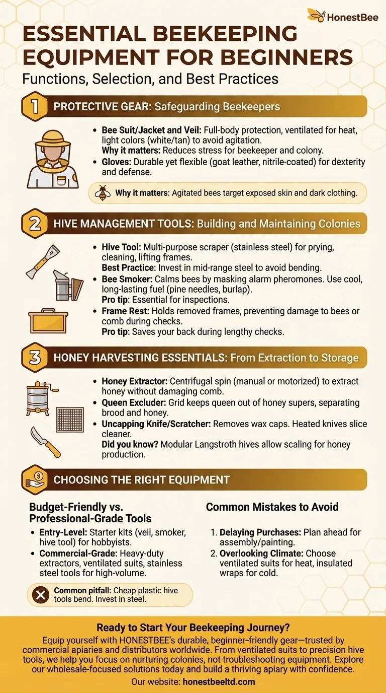 초보자를 위한 필수 양봉 장비: 기능, 선택 및 모범 사례 시각적 가이드