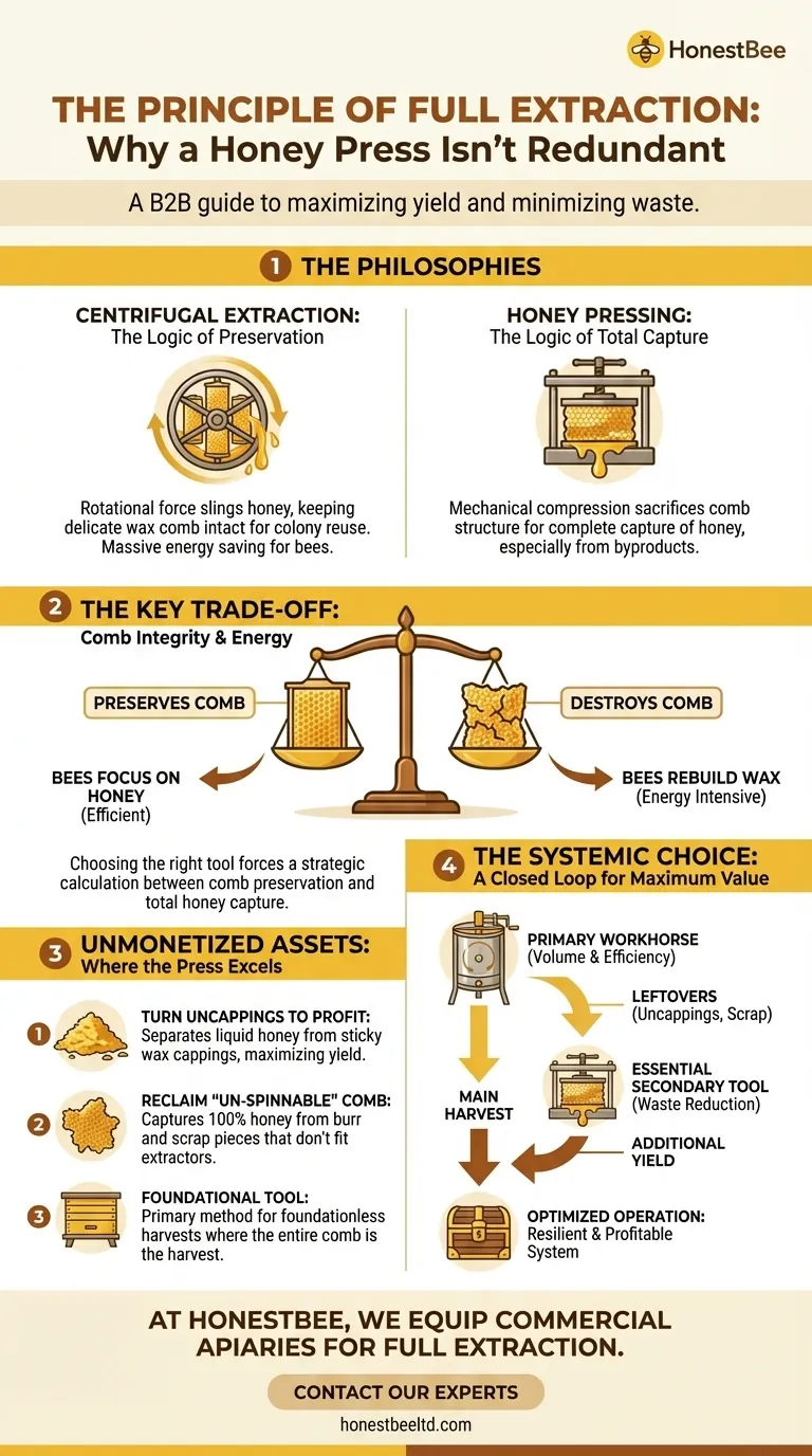 The Principle of Full Extraction: Why a Honey Press Isn't Redundant Visual Guide
