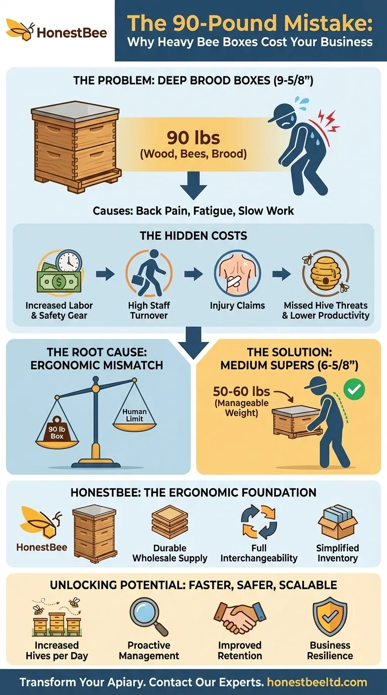 The 90-Pound Mistake: Why Your Heaviest Bee Boxes Are Costing Your Business More Than Just Back Pain Visual Guide