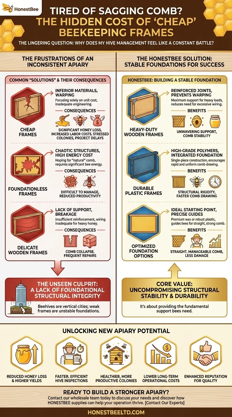 تعبت من الإطارات المترهلة؟ التكلفة الخفية لإطارات تربية النحل "الرخيصة" دليل مرئي