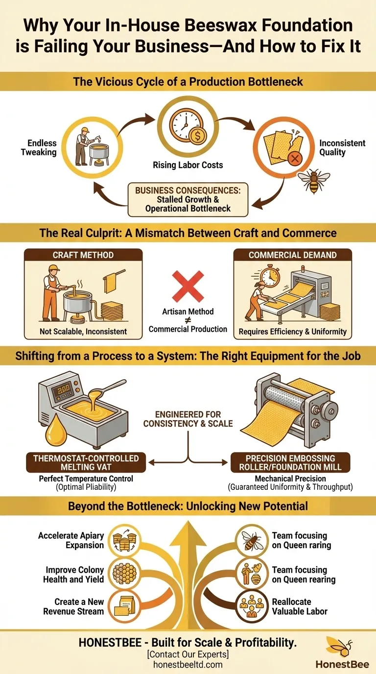 Why Your In-House Beeswax Foundation is Failing Your Business—And How to Fix It Visual Guide