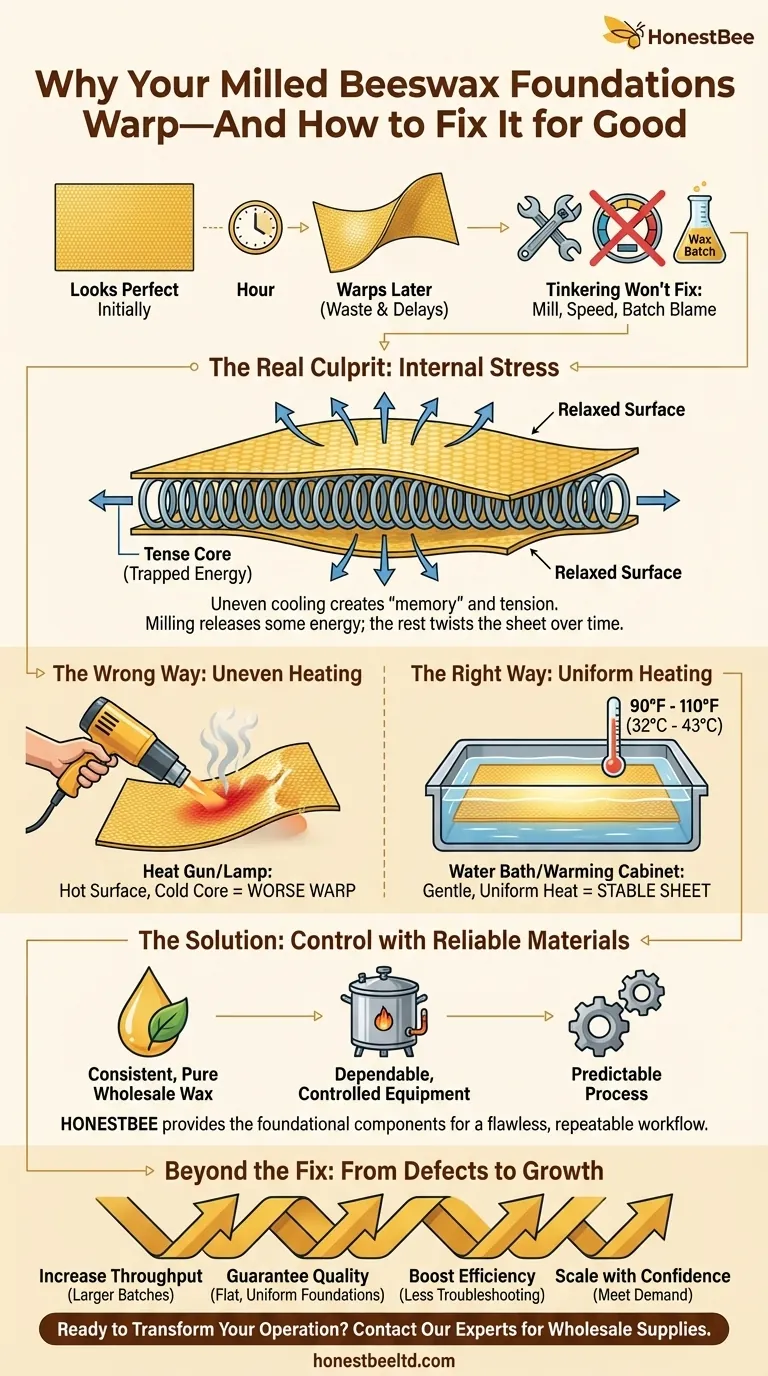 Why Your Milled Beeswax Foundations Warp—And How to Fix It for Good Visual Guide