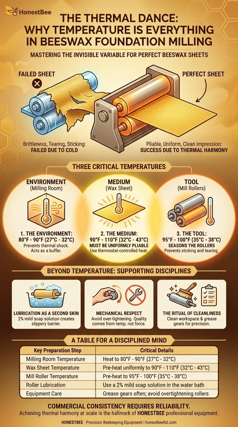 온도의 춤: 밀랍 기초 생산에서 온도가 모든 것을 결정하는 이유 시각적 가이드