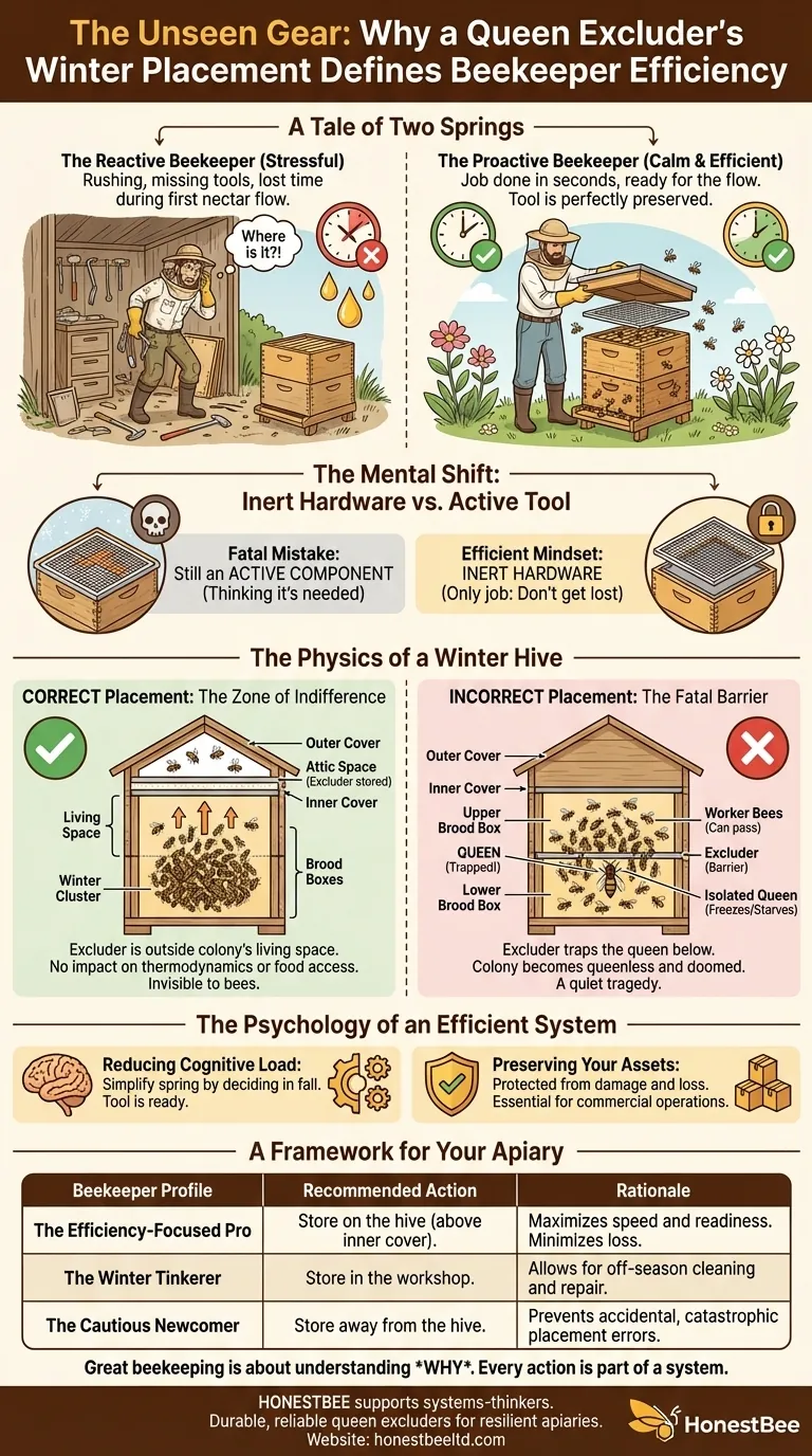 The Unseen Gear: Why a Queen Excluder's Winter Placement Defines Beekeeper Efficiency Visual Guide