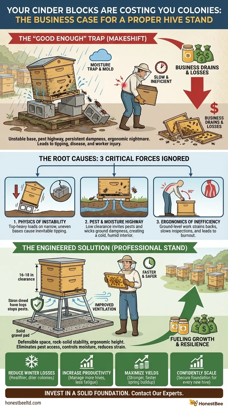 Your Cinder Blocks Are Costing You Colonies: The Business Case for a Proper Hive Stand Visual Guide