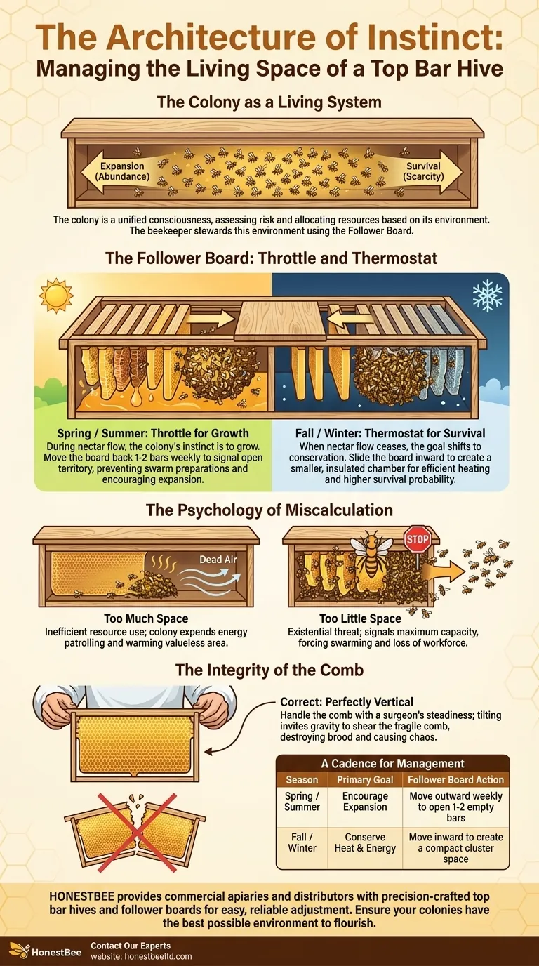 L'architettura dell'istinto: Gestire lo spazio vitale di un'arnia top bar Guida Visiva