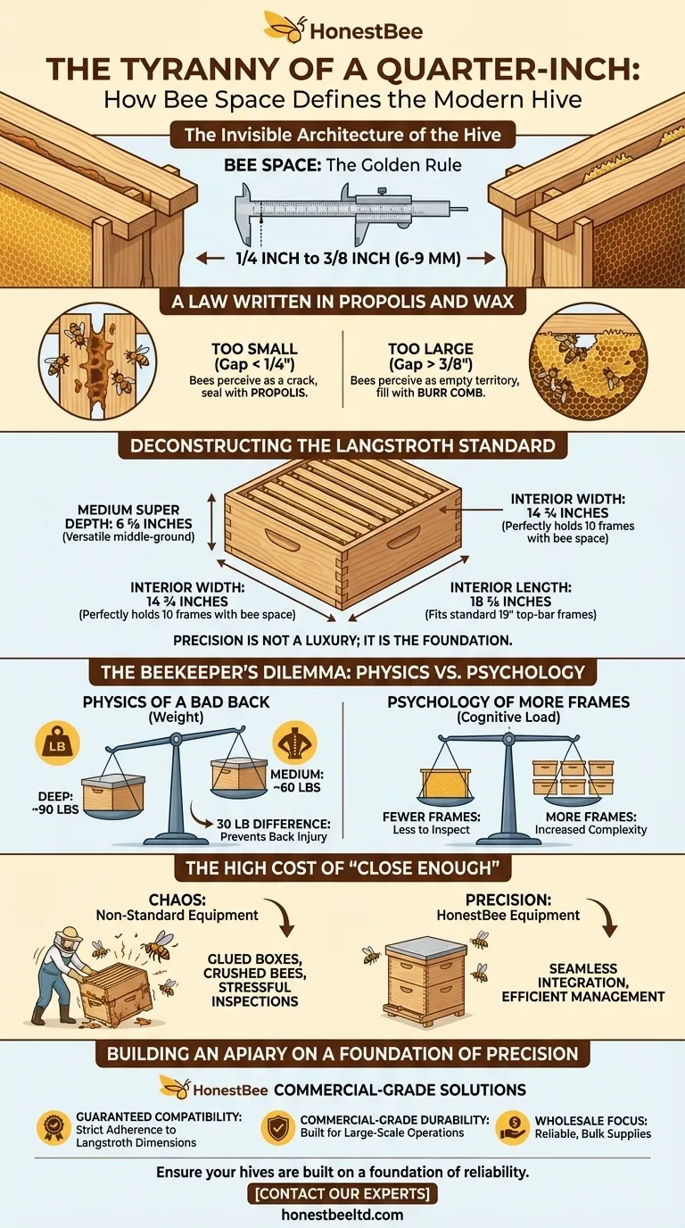 La Tirannia di un Quarto di Pollice: Come lo Spazio delle Api Definisce l'Alveare Moderno Guida Visiva