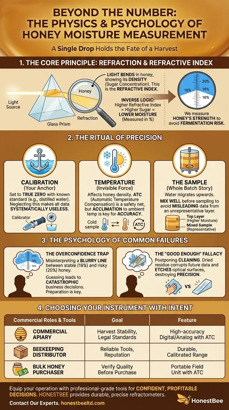 Além do Número: A Física e a Psicologia da Medição da Umidade do Mel Guia Visual