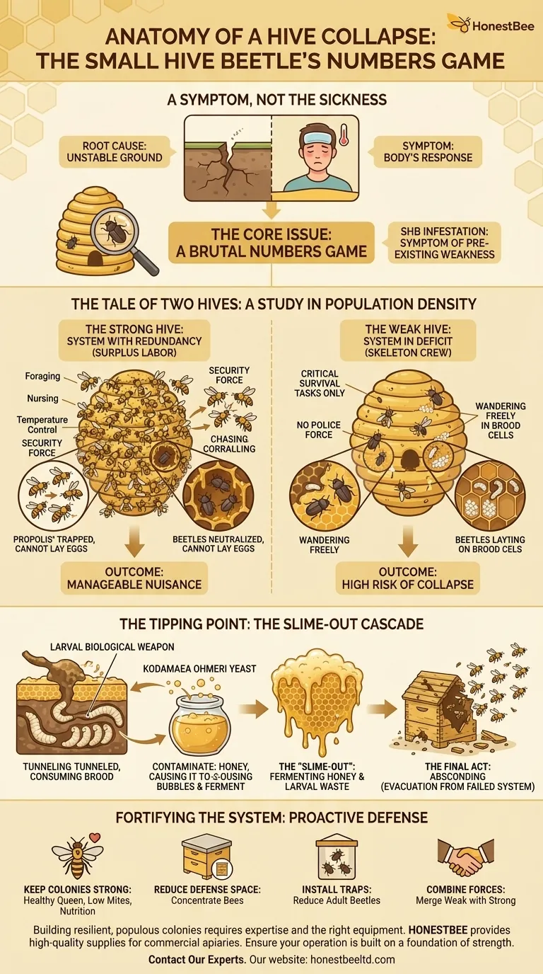 Anatomy of a Hive Collapse: The Small Hive Beetle's Numbers Game Visual Guide
