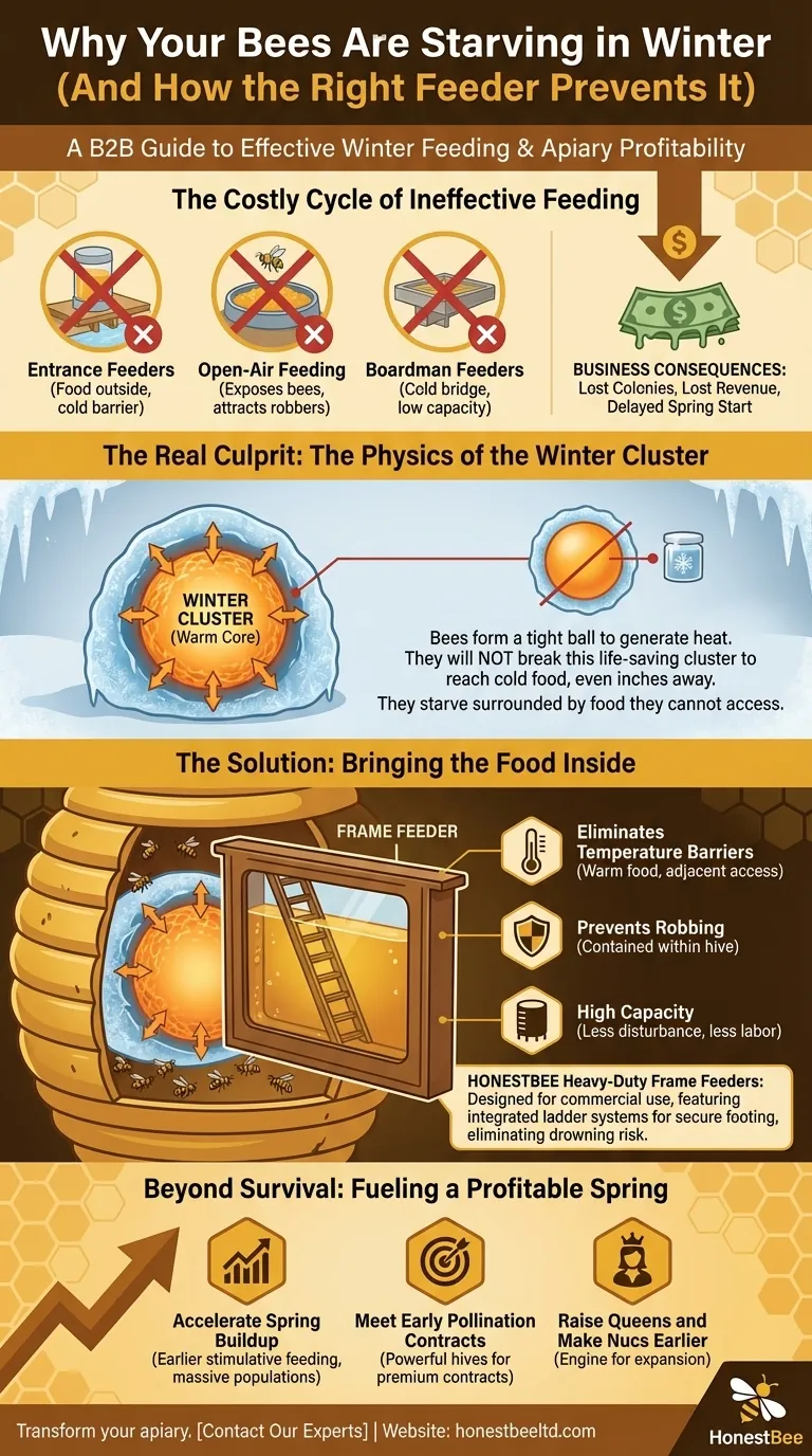 Why Your Bees Are Starving in Winter (And How the Right Feeder Prevents It) Visual Guide