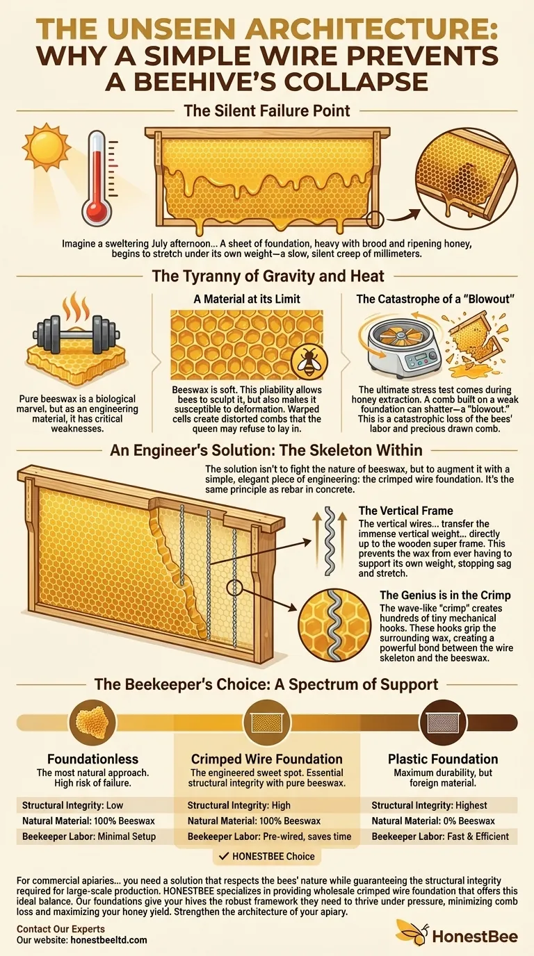 The Unseen Architecture: Why a Simple Wire Prevents a Beehive's Collapse Visual Guide