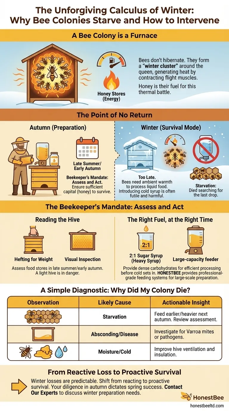 The Unforgiving Calculus of Winter: Why Bee Colonies Starve and How to Intervene Visual Guide