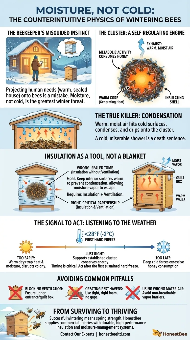 Moisture, Not Cold: The Counterintuitive Physics of Wintering Bees Visual Guide
