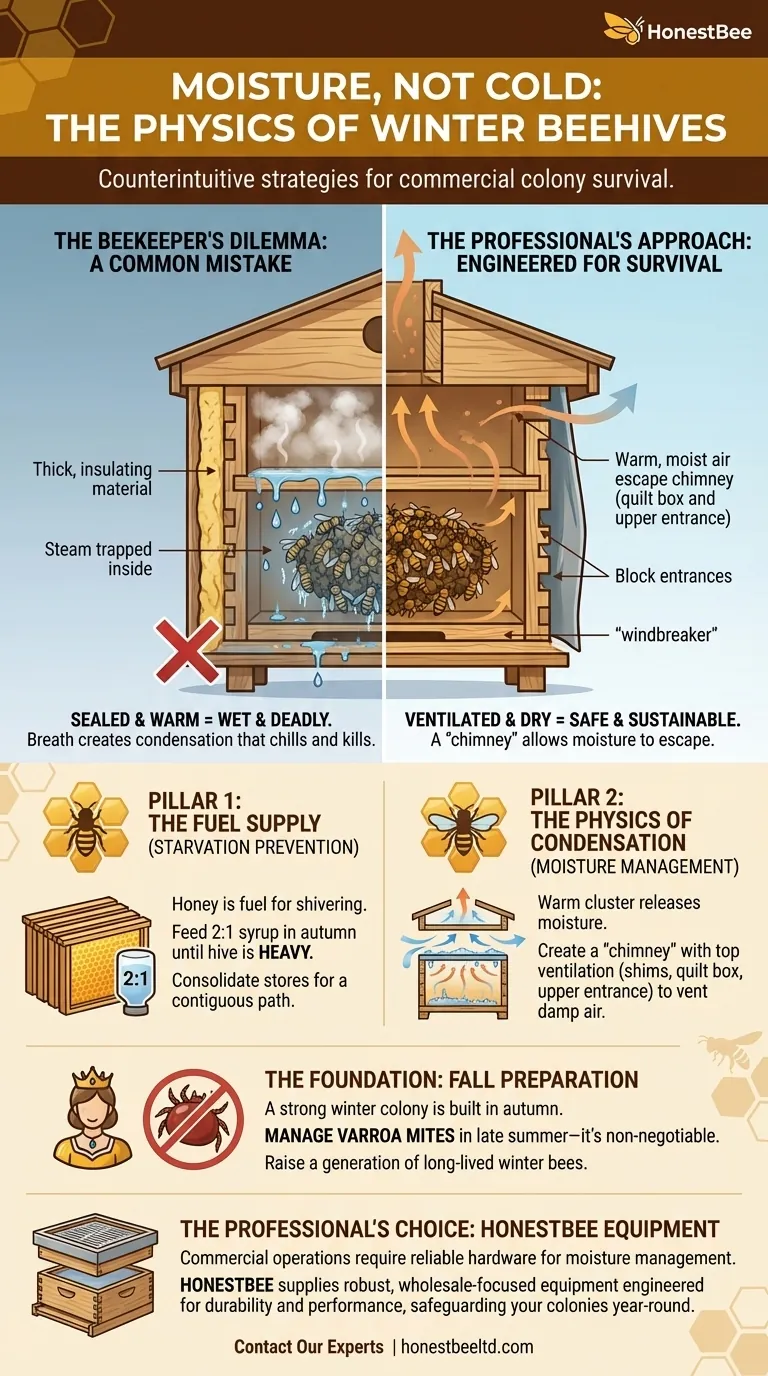 Moisture, Not Cold: The Counterintuitive Physics of a Winter Beehive Visual Guide