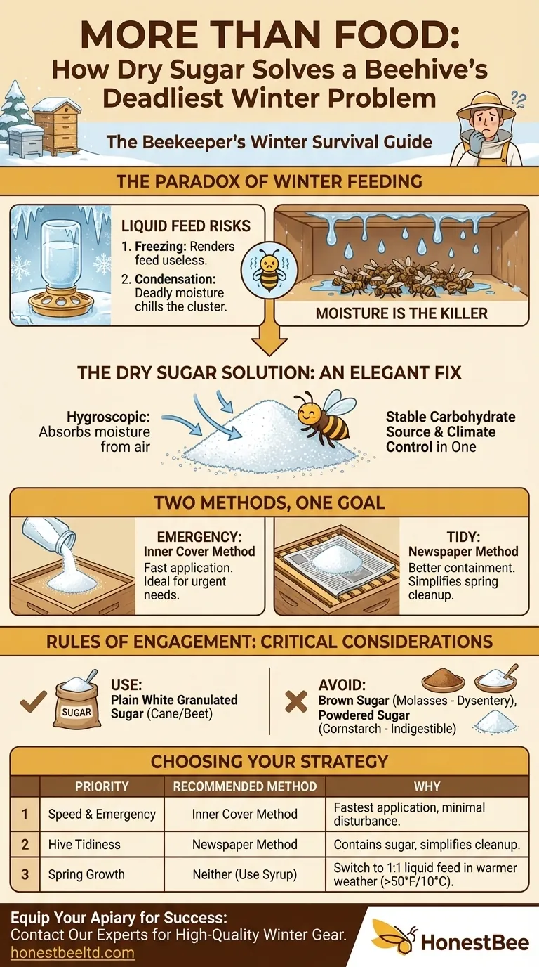 More Than Food: How Dry Sugar Solves a Beehive's Deadliest Winter Problem Visual Guide