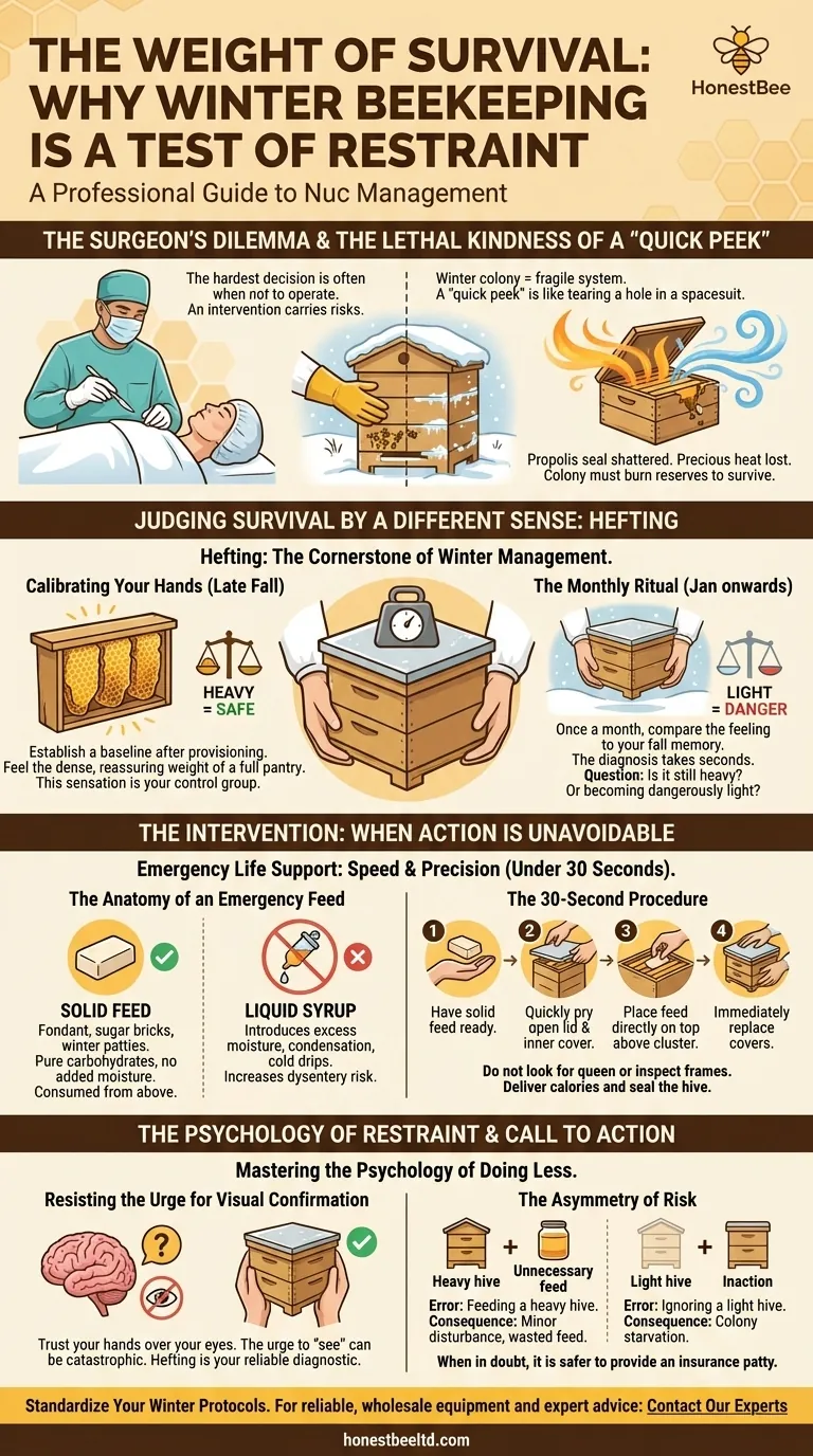 The Weight of Survival: Why Winter Beekeeping is a Test of Restraint Visual Guide